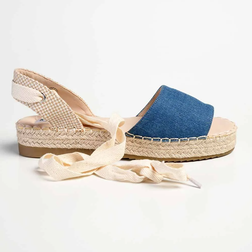 Madison Charlotte Ankle Wrap Espadrille Sandal - Denim Blue