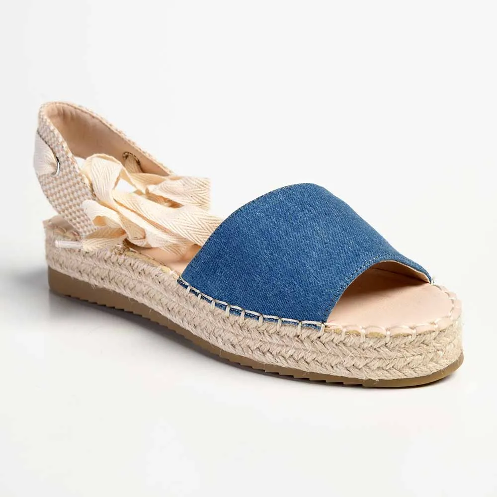 Madison Charlotte Ankle Wrap Espadrille Sandal - Denim Blue