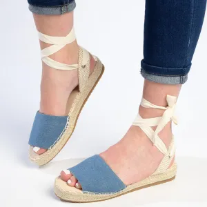 Madison Charlotte Ankle Wrap Espadrille Sandal - Denim Blue