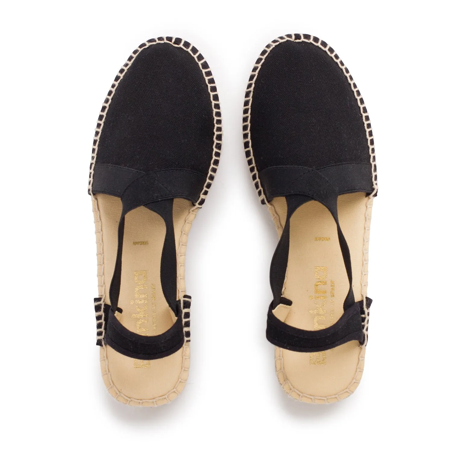 Marseille Eco Canvas Vegan Espadrille Wedges - Black