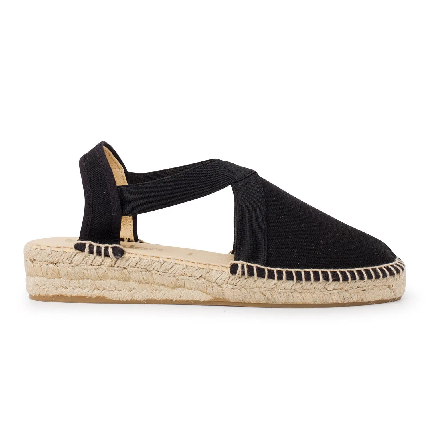 Marseille Eco Canvas Vegan Espadrille Wedges - Black