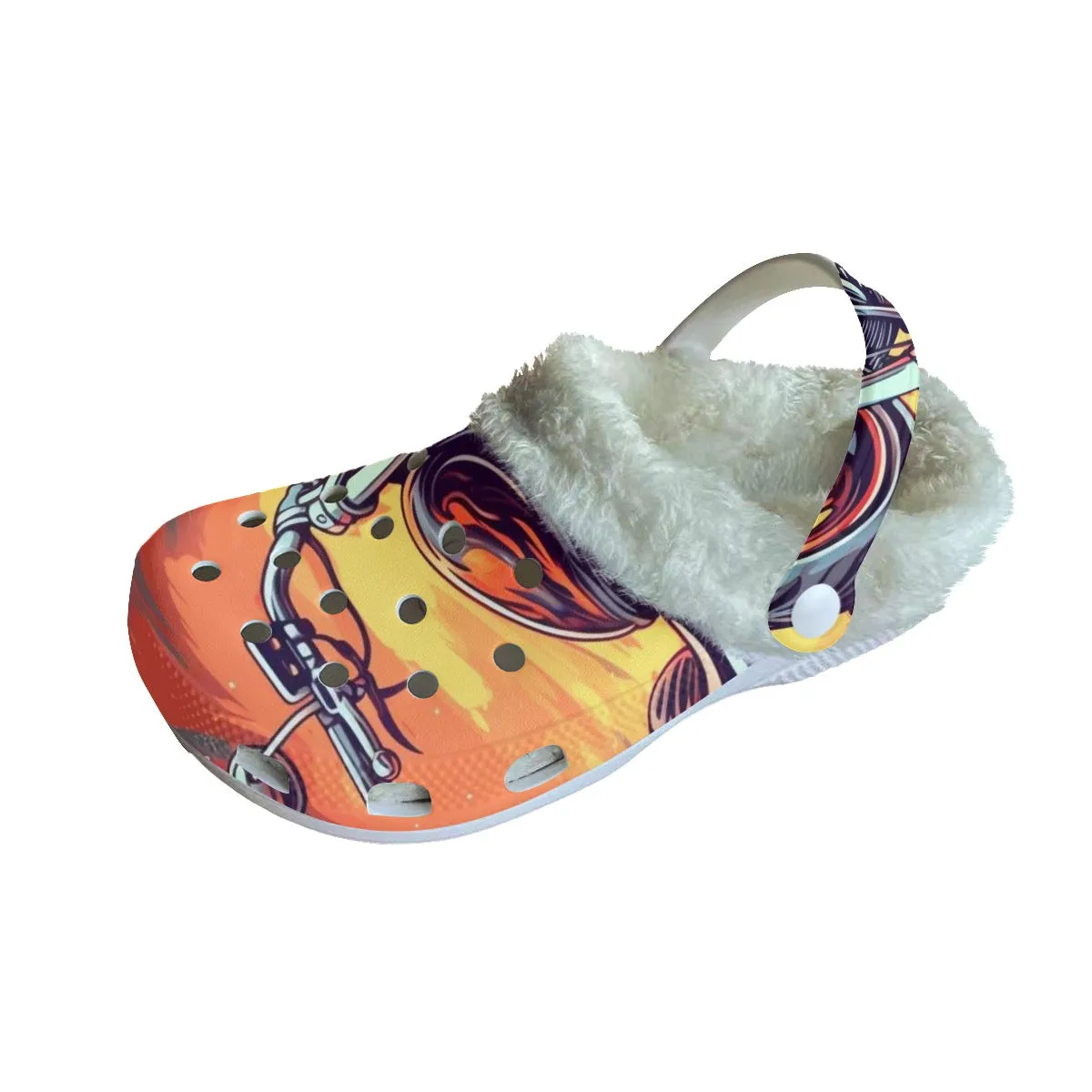 Mc#1 Men's Classic Clogs with Fleece motorcycle print