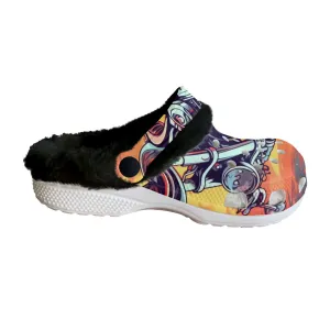 Mc#1 Men's Classic Clogs with Fleece motorcycle print