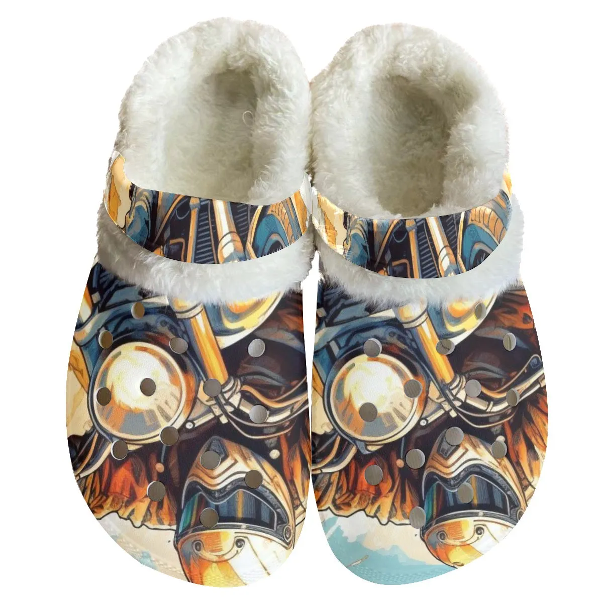 Mc#5 Men's Classic Clogs with Fleece motorcycles design