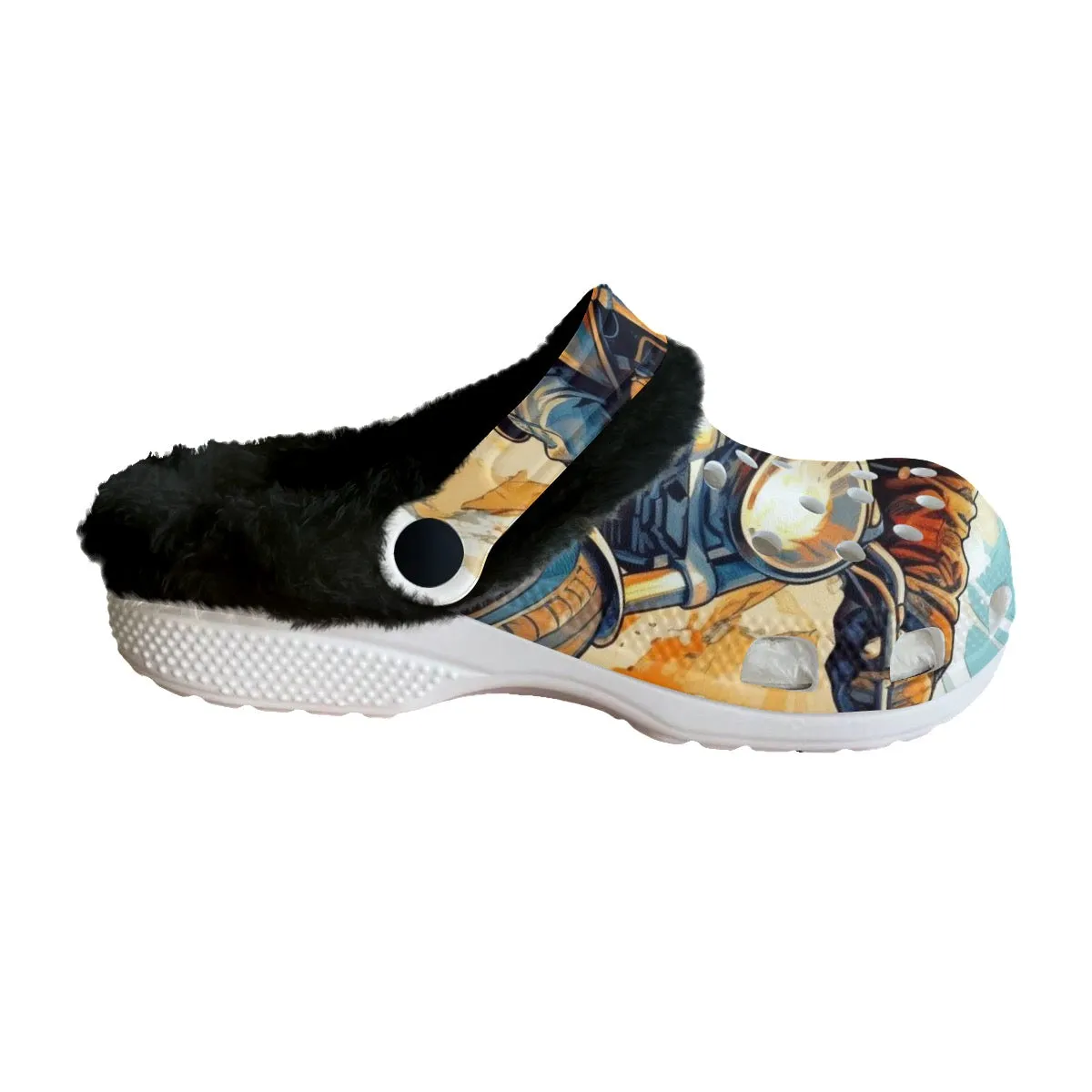 Mc#5 Men's Classic Clogs with Fleece motorcycles design