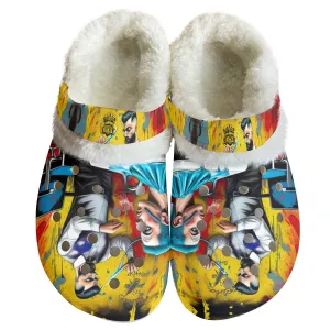 Men's Classic Clogs with Fleece barber theme print 17