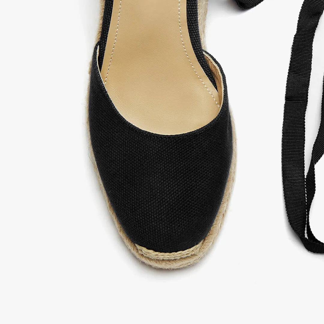 *Monaco 8 - Black Wedge Espadrilles