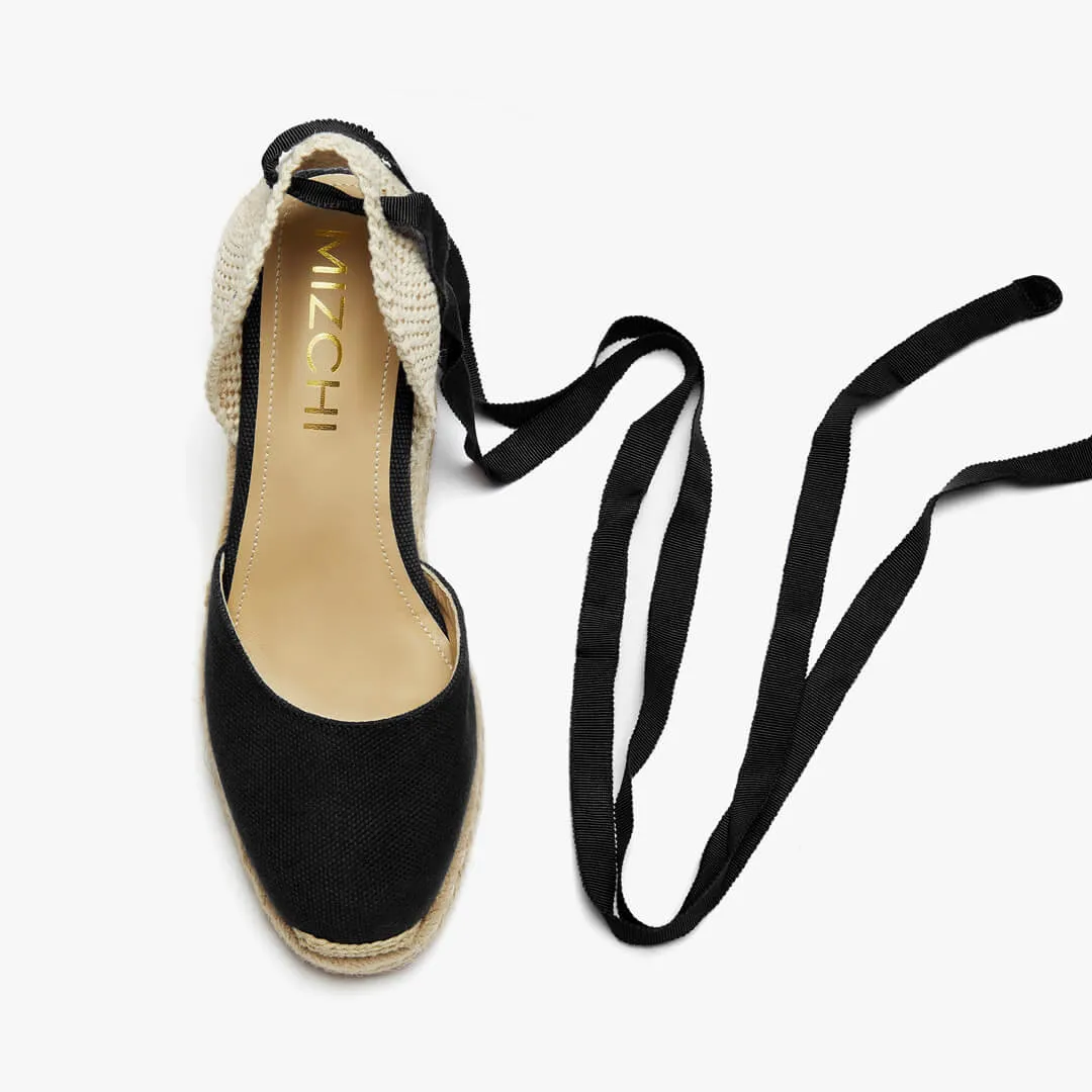 *Monaco 8 - Black Wedge Espadrilles