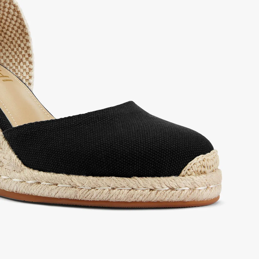 *Monaco 8 - Black Wedge Espadrilles