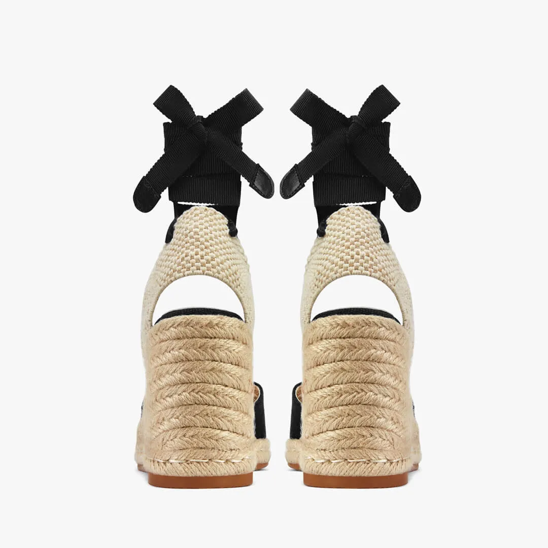 *Monaco 8 - Black Wedge Espadrilles