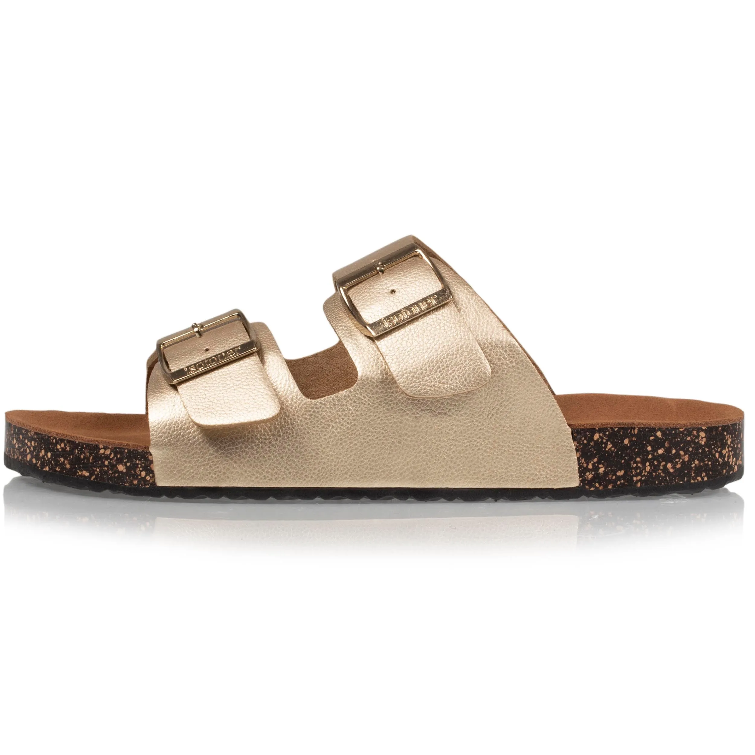 Mules sandales Femme Double Bride Doré