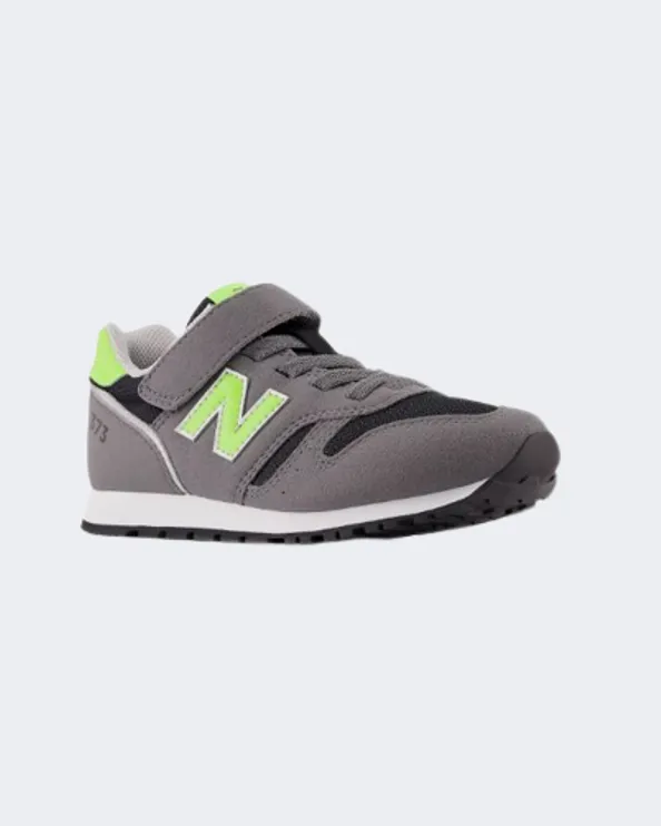 New Balance 373 Bungee Lace With Top Strap Boys Lifestyle Espadrilles Grey/Neon Green Yv373Jo2-M