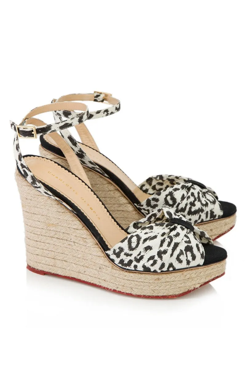 NEW CHARLOTTE OLYMPIA MELODY WEDGE HEEL Shoe 36 6 LEOPARD Espadrille