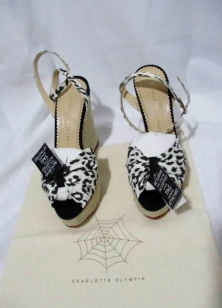 NEW CHARLOTTE OLYMPIA MELODY WEDGE HEEL Shoe 36 6 LEOPARD Espadrille