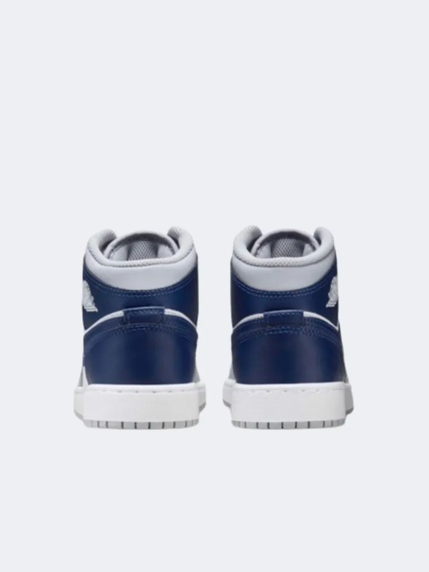 Nike Air Jordan 1 Gs-Boys Lifestyle Shoes White/Navy/Wolf Grey