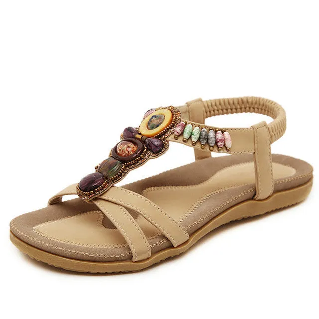 OCW Bohemian Sandals For Women Elastic Straps Massaging Insole Colorful Summer