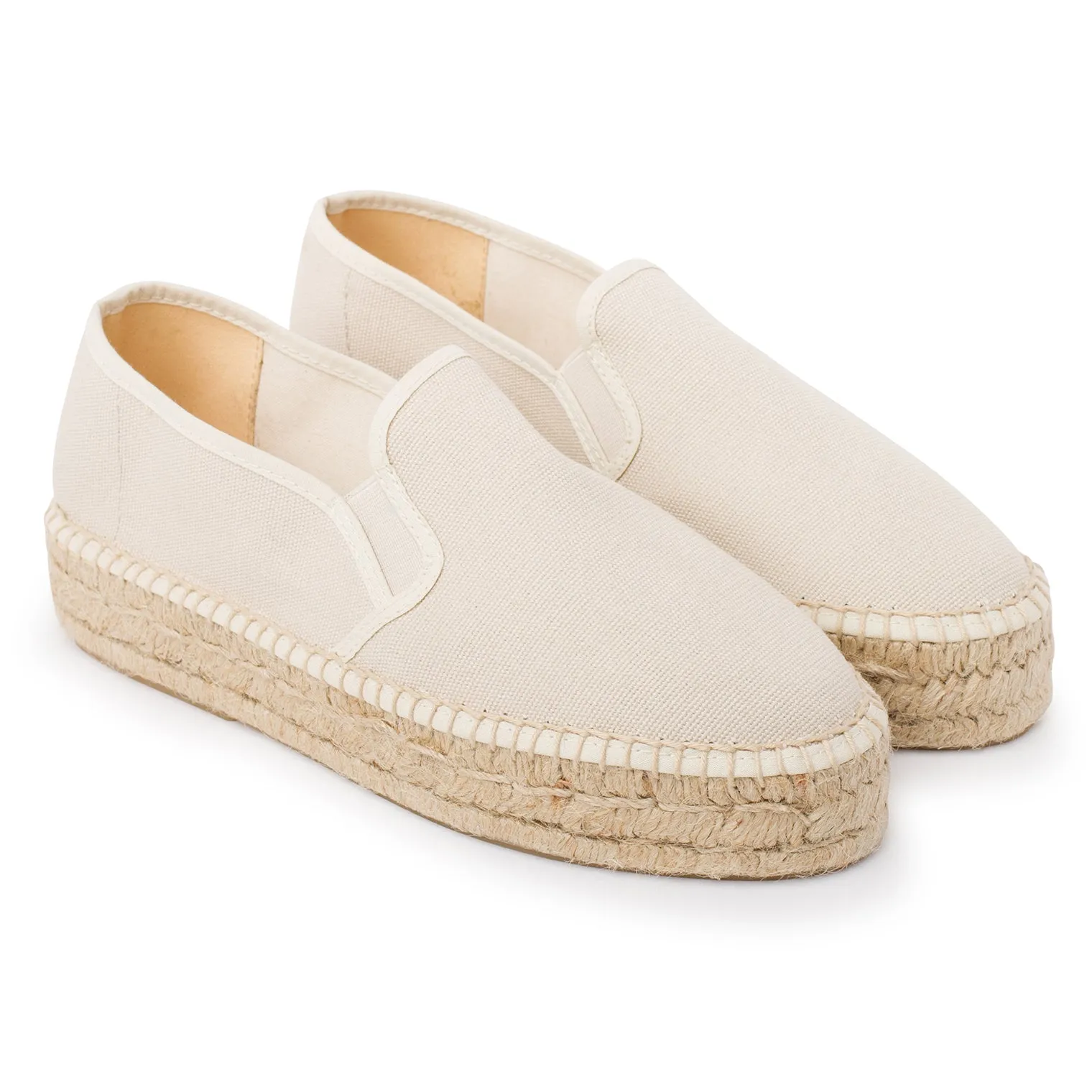 Palma Canvas Espadrille Platform Slip On - Beige