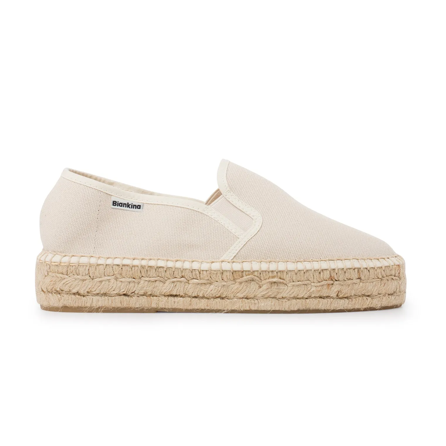 Palma Canvas Espadrille Platform Slip On - Beige