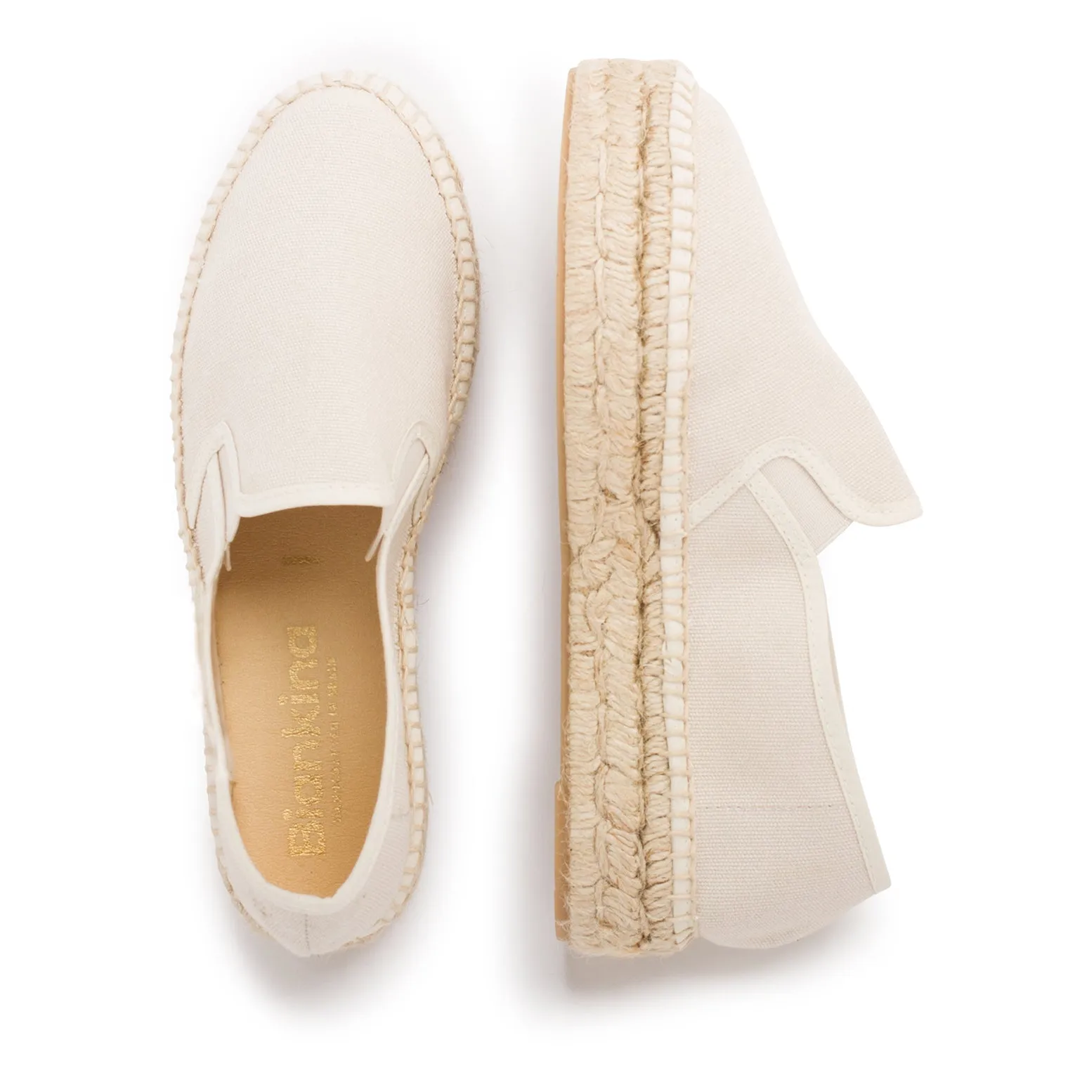 Palma Canvas Espadrille Platform Slip On - Beige