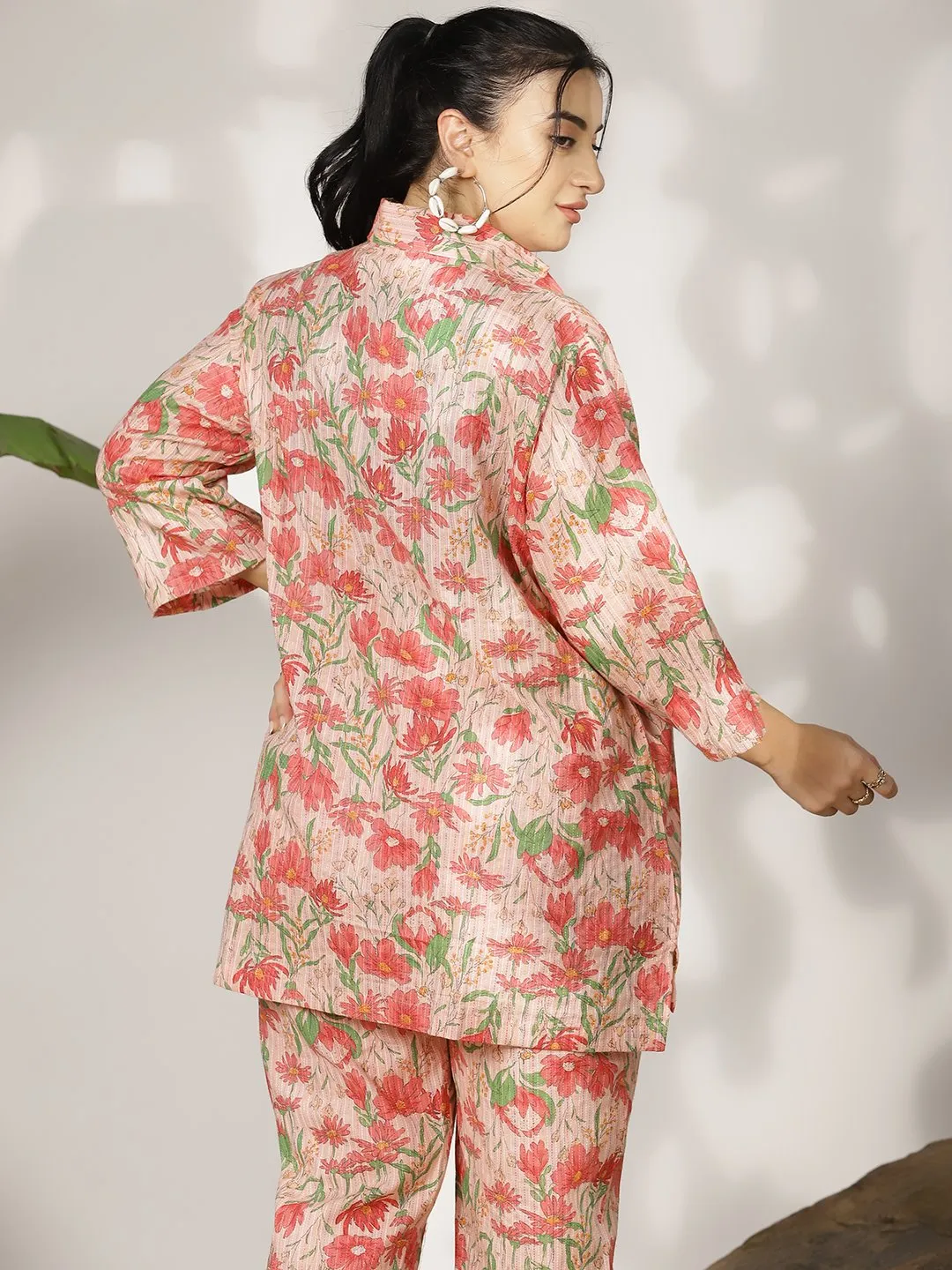 PinkFloral Cotton ShirtTop & Pants