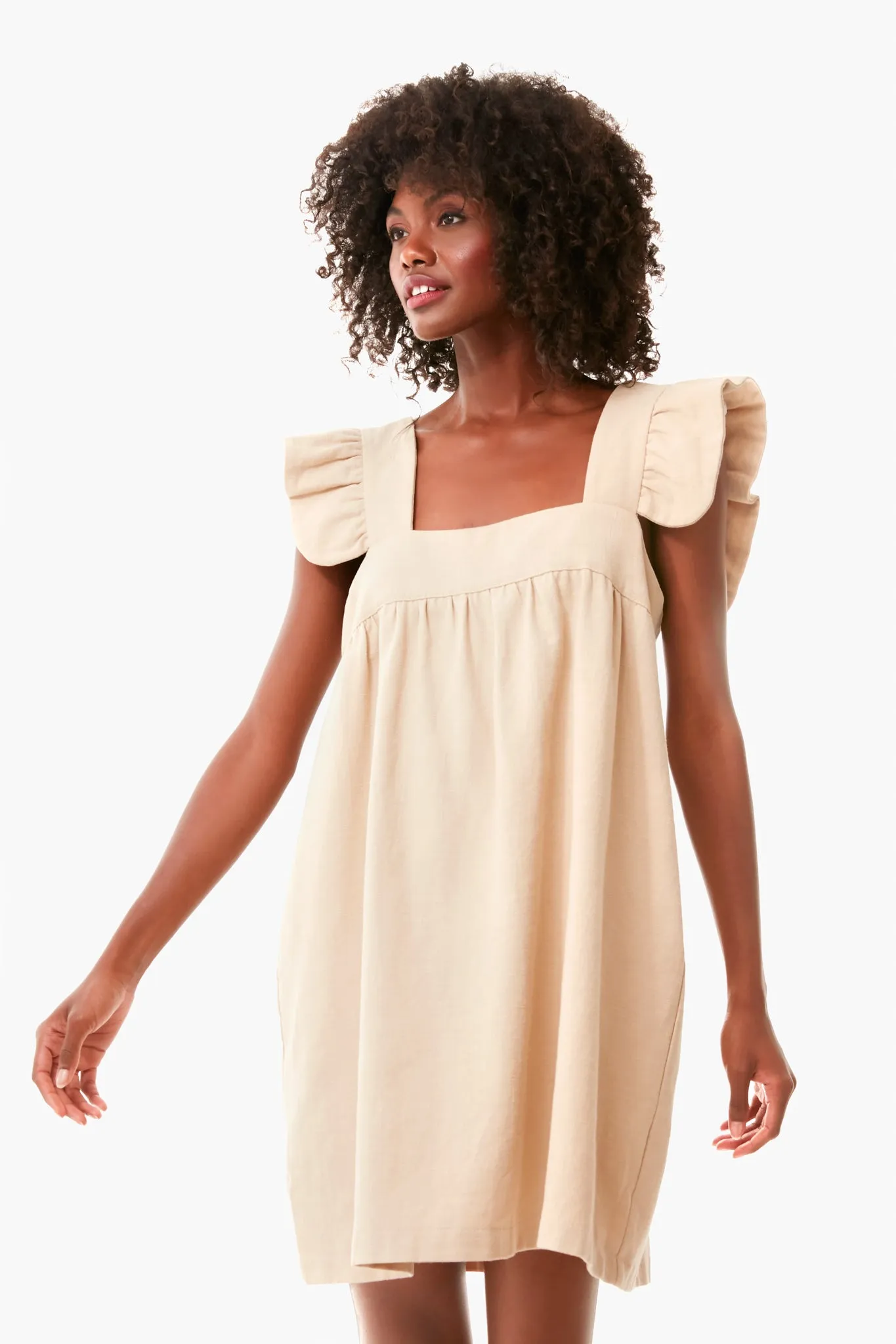 Sandstone Hazel Flutter Sleeve Dress