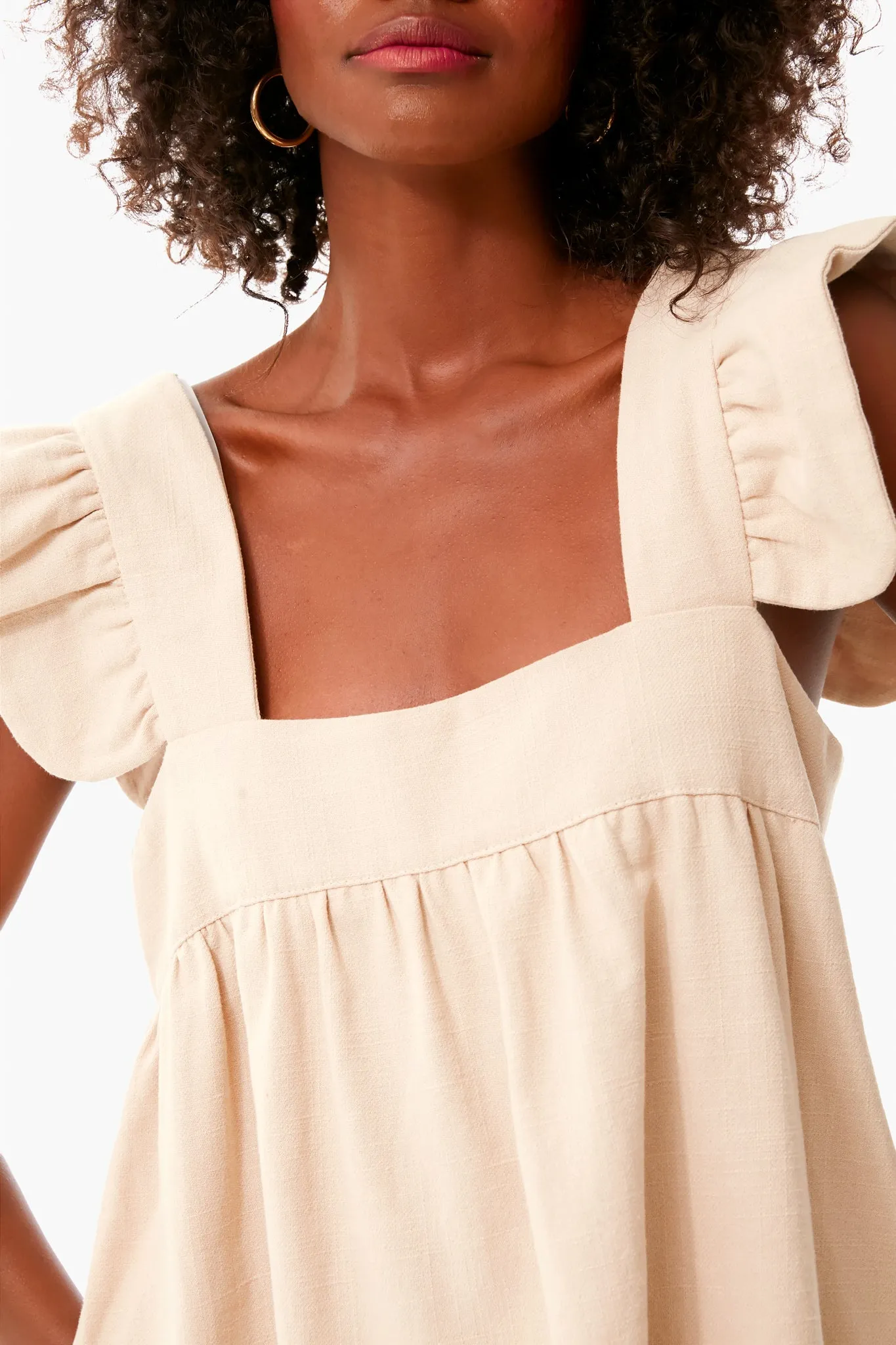 Sandstone Hazel Flutter Sleeve Dress