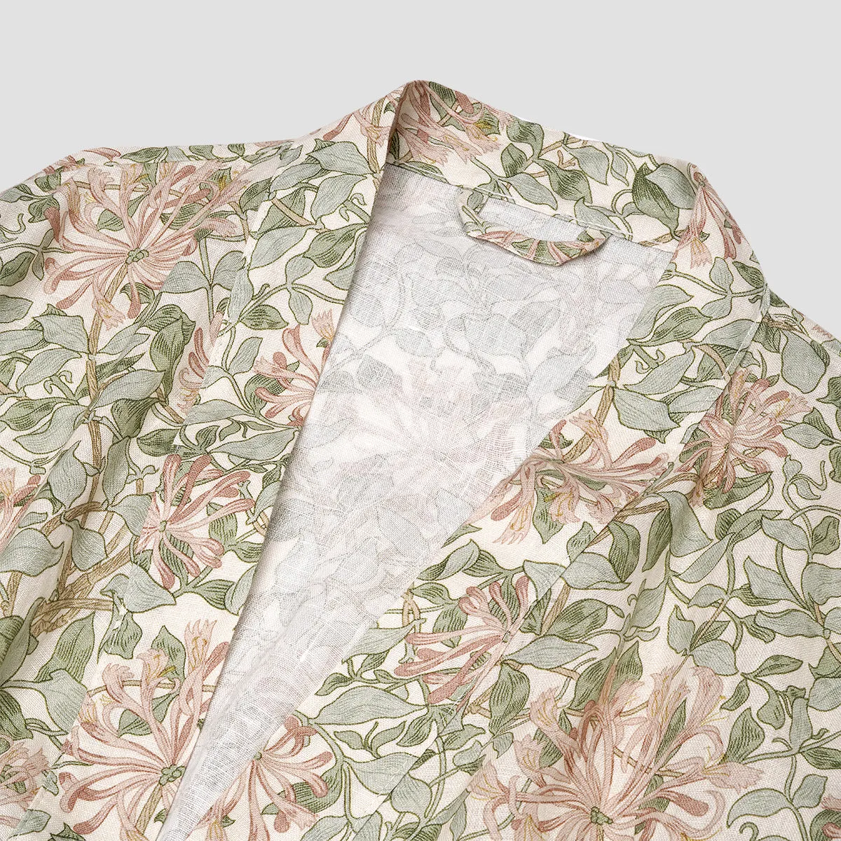 Soft Sage Honeysuckle Linen Robe