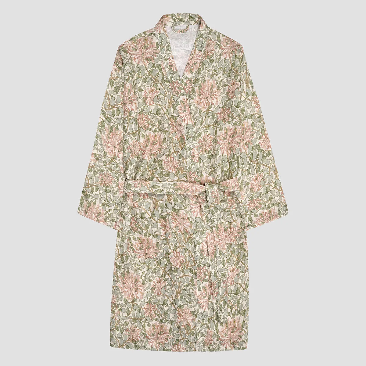 Soft Sage Honeysuckle Linen Robe