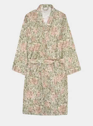 Soft Sage Honeysuckle Linen Robe