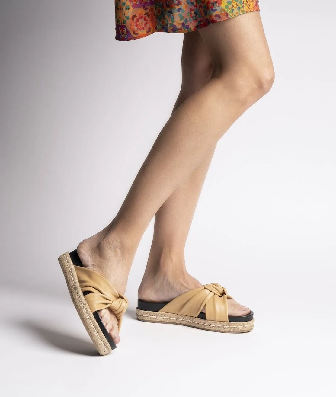 Sveva Beige Espadrille Slide Sandals