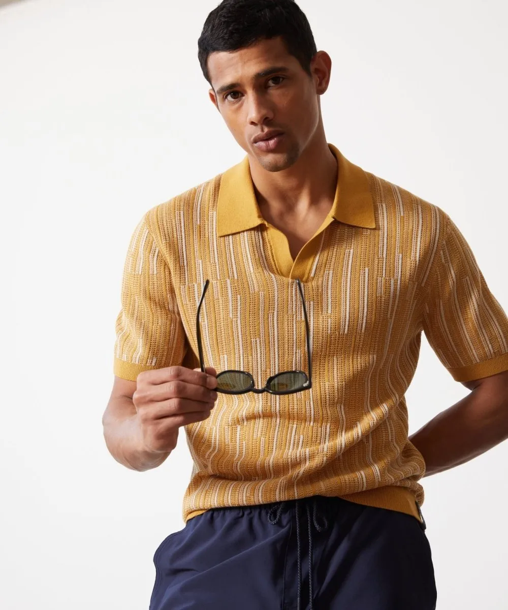 Textured Stripe Montauk Polo in Lemon