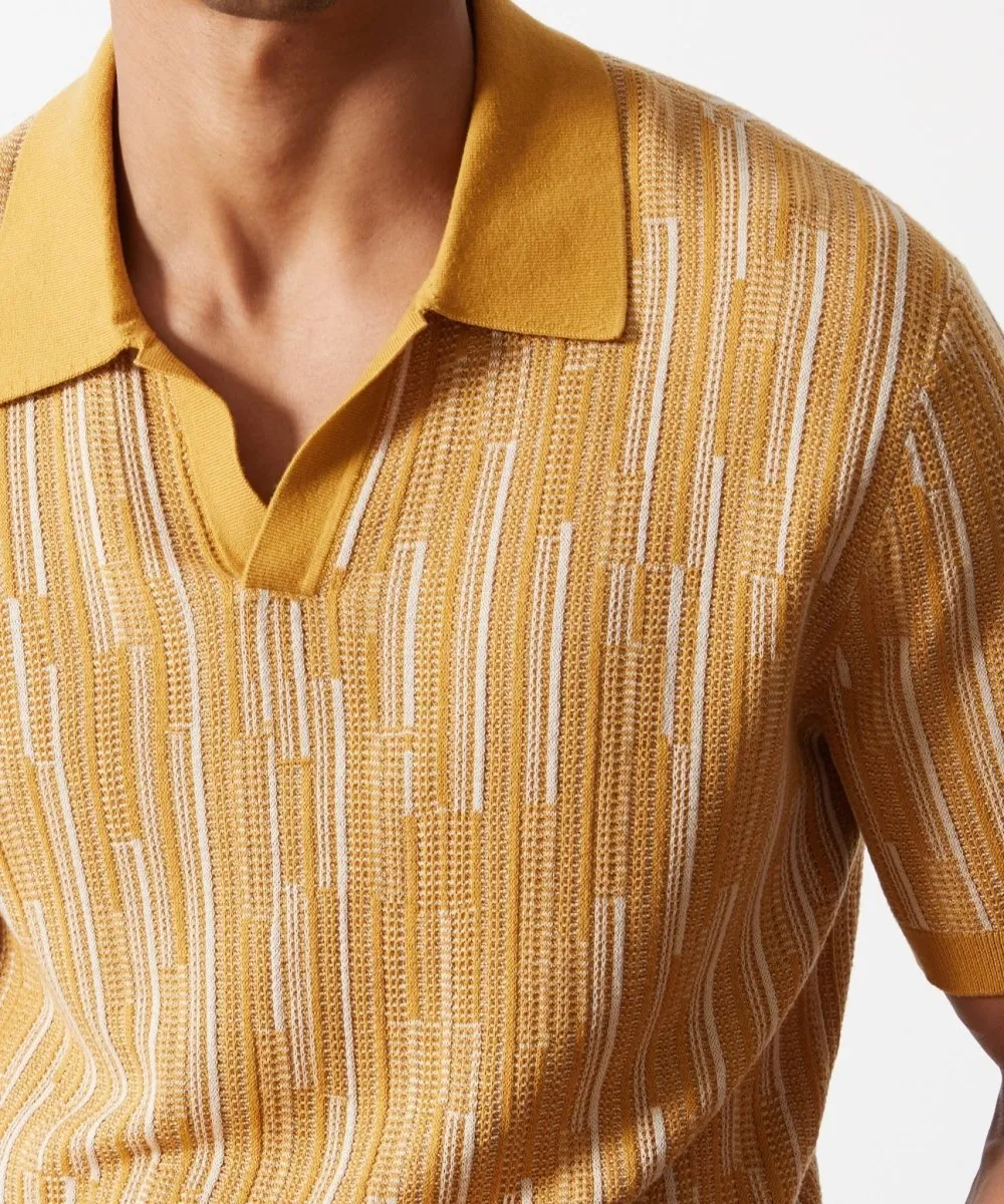 Textured Stripe Montauk Polo in Lemon