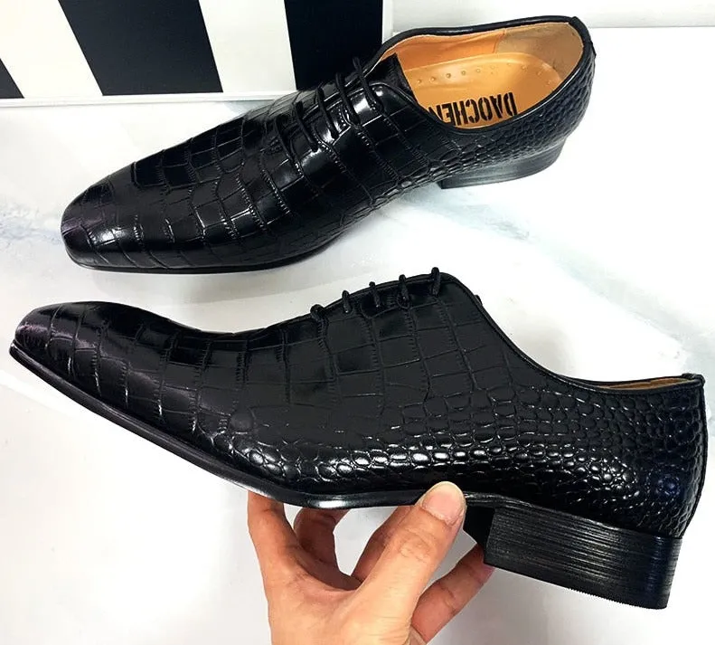 The DaoChen Alligator - Crocodile Pattern leather Captoe Oxford Dress Shoes