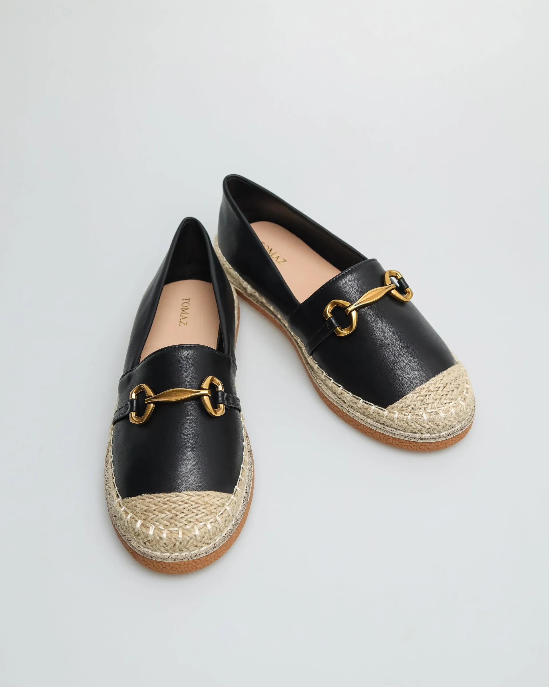 Tomaz YX146  Ladies Espadrilles Buckle Loafers (Black)