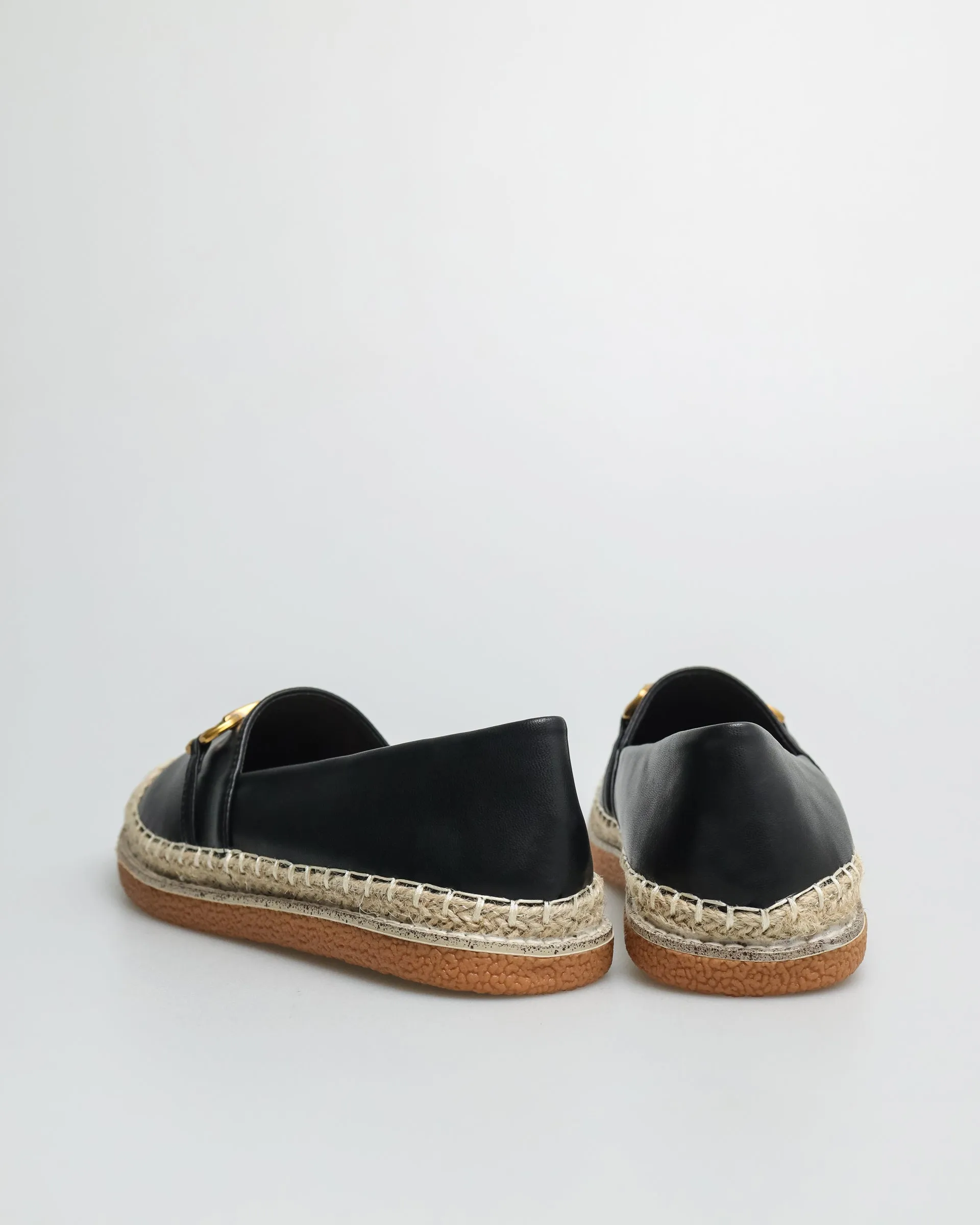 Tomaz YX146  Ladies Espadrilles Buckle Loafers (Black)