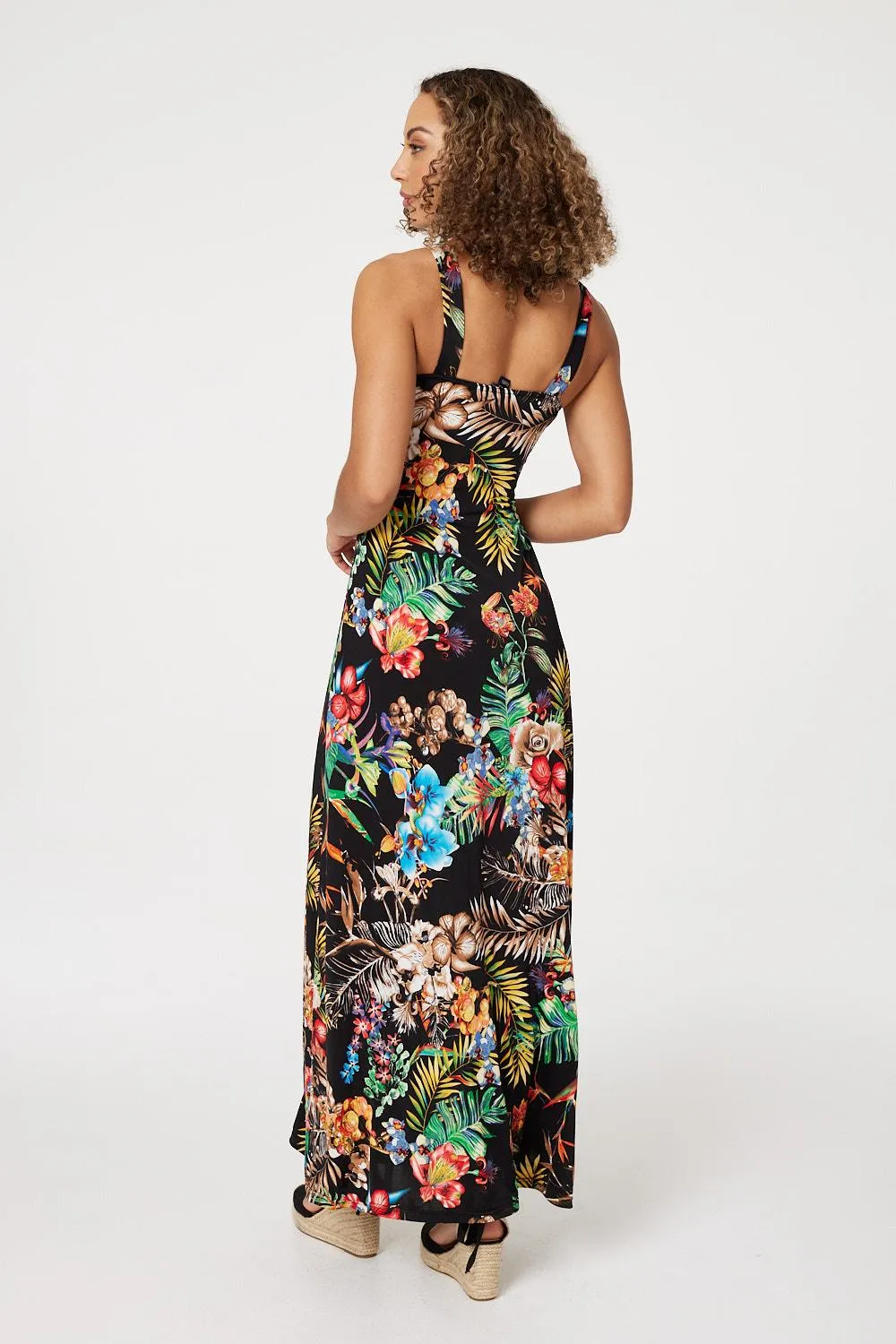 Tropical Print Empire Maxi Dress