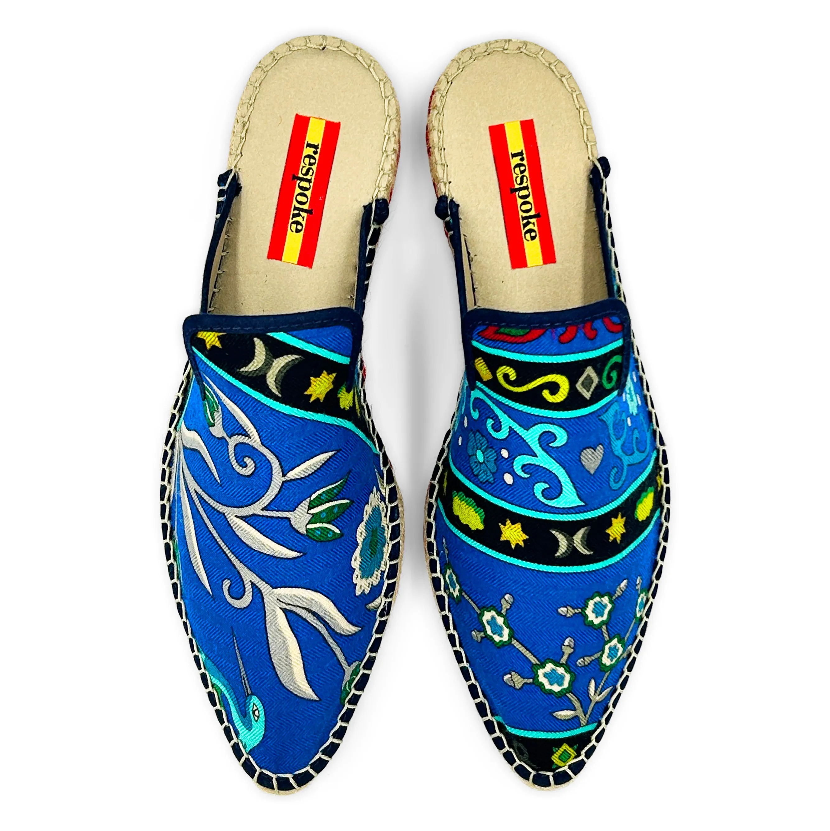 VENT Blue Silk/Cashmere Cocktail Mule Espadrilles