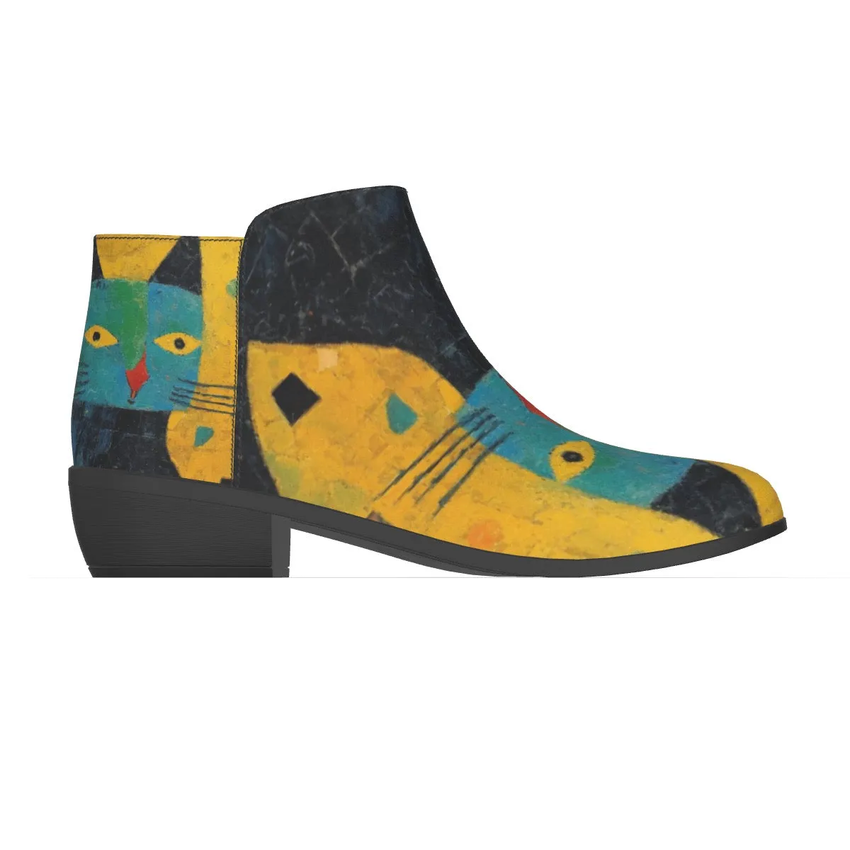 Women's Fashion Boots 355 cat abstract print