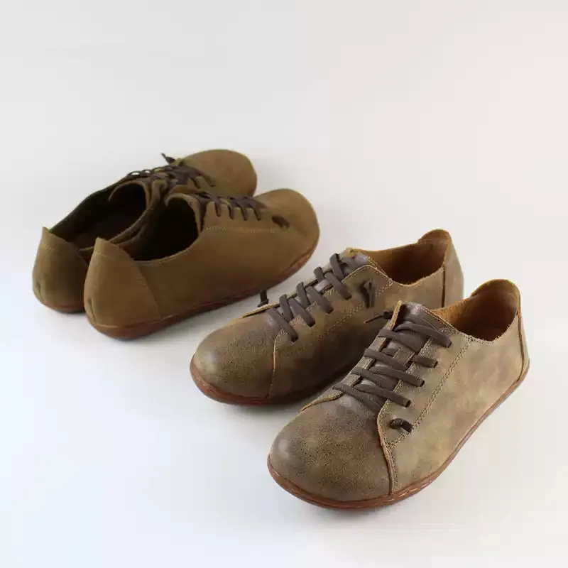 Womens Handmade Leather Oxfords & Tie Flats Coffee/Black/Brown/Red/Beige