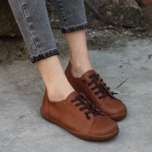 Womens Handmade Leather Oxfords & Tie Flats Coffee/Black/Brown/Red/Beige