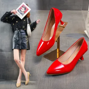 Women's Patent Leather Pointed High Heels