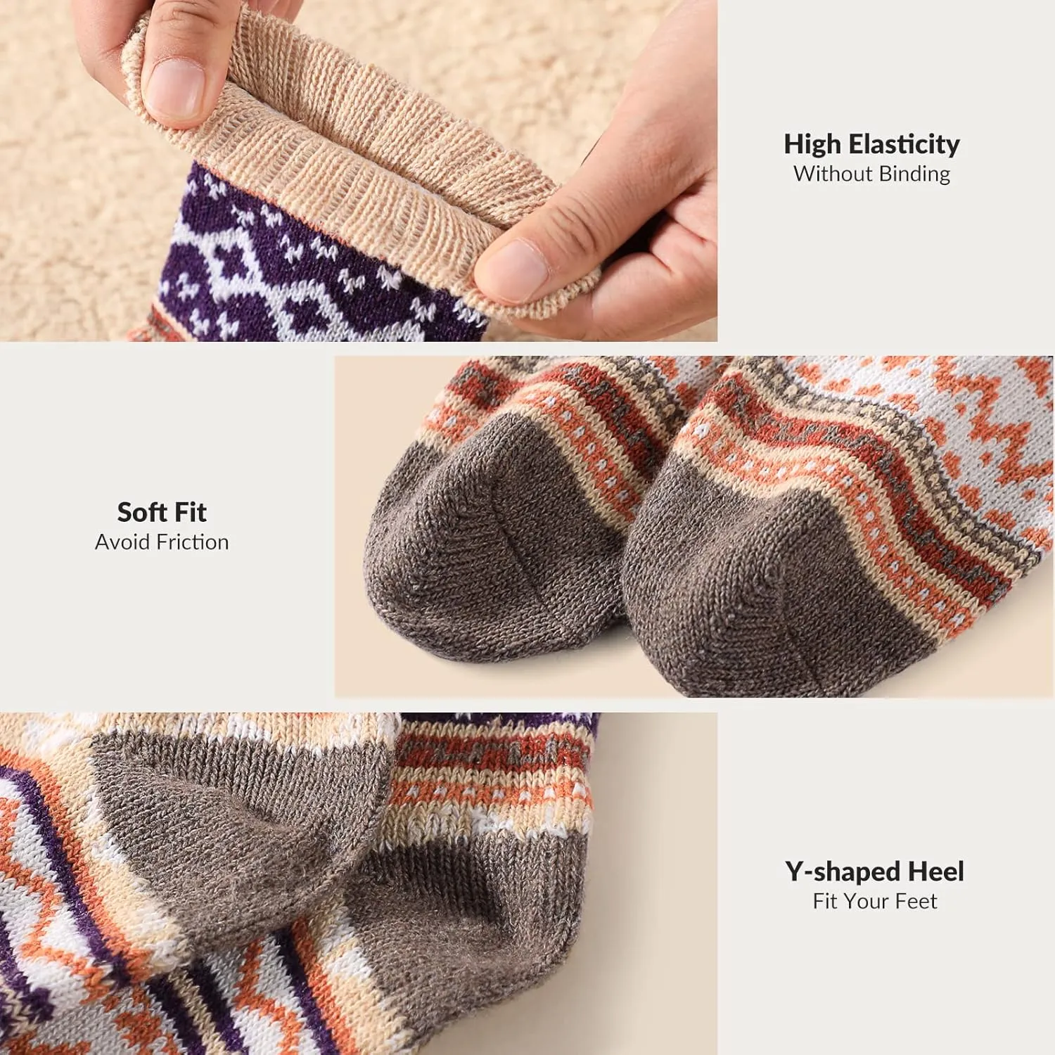 Wool Socks – Cozy, Warm, Thick Knit Socks for Women & Men, 2 Sets