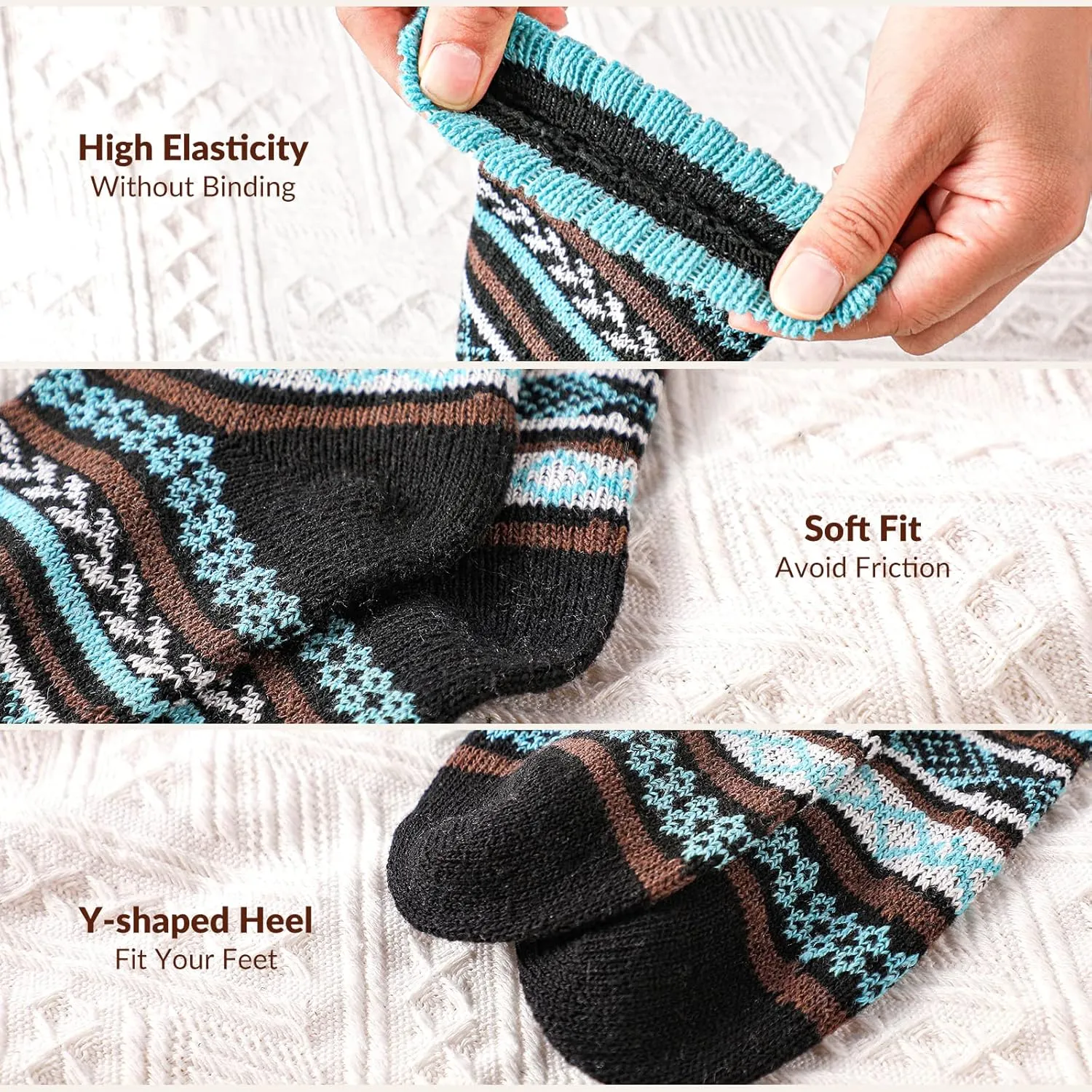 Wool Socks – Cozy, Warm, Thick Knit Socks for Women & Men, 2 Sets