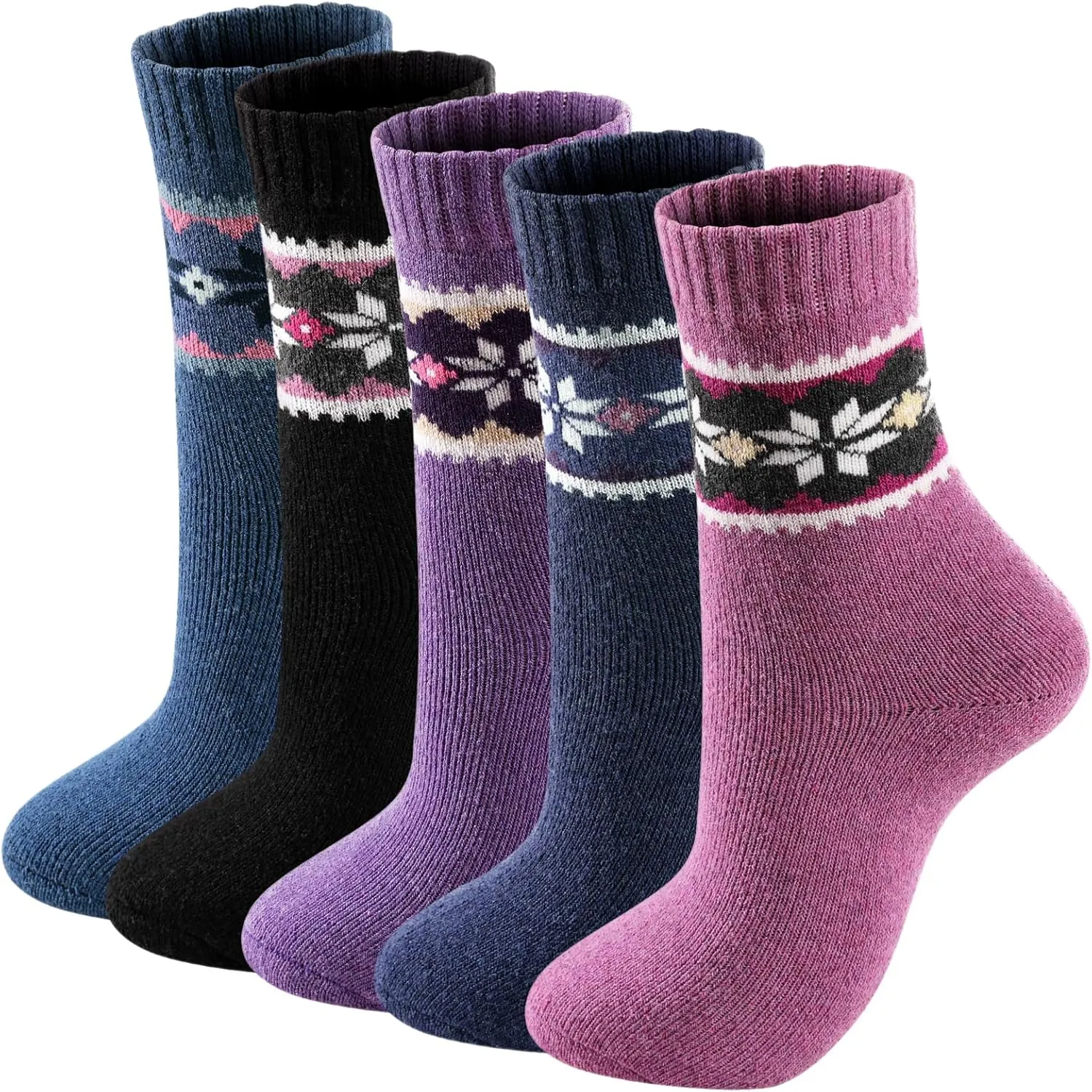 Wool Socks – Cozy, Warm, Thick Knit Socks for Women & Men, 2 Sets