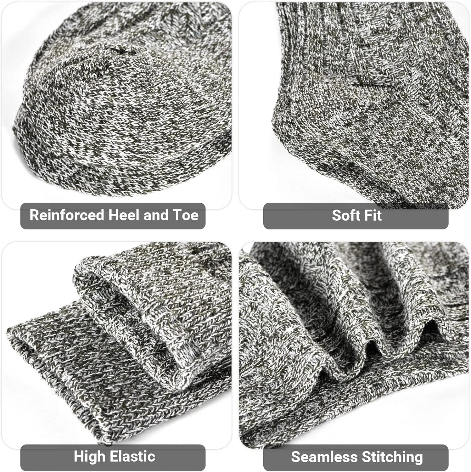 Wool Socks – Cozy, Warm, Thick Knit Socks for Women & Men, 2 Sets