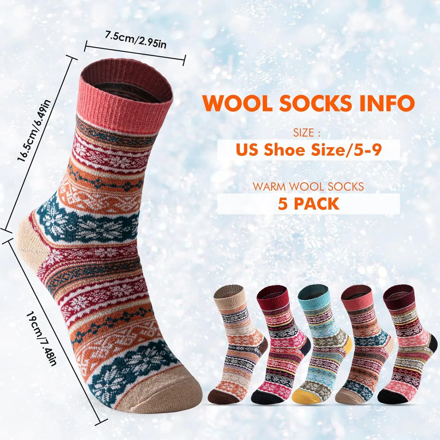 Wool Socks – Cozy, Warm, Thick Knit Socks for Women & Men, 2 Sets