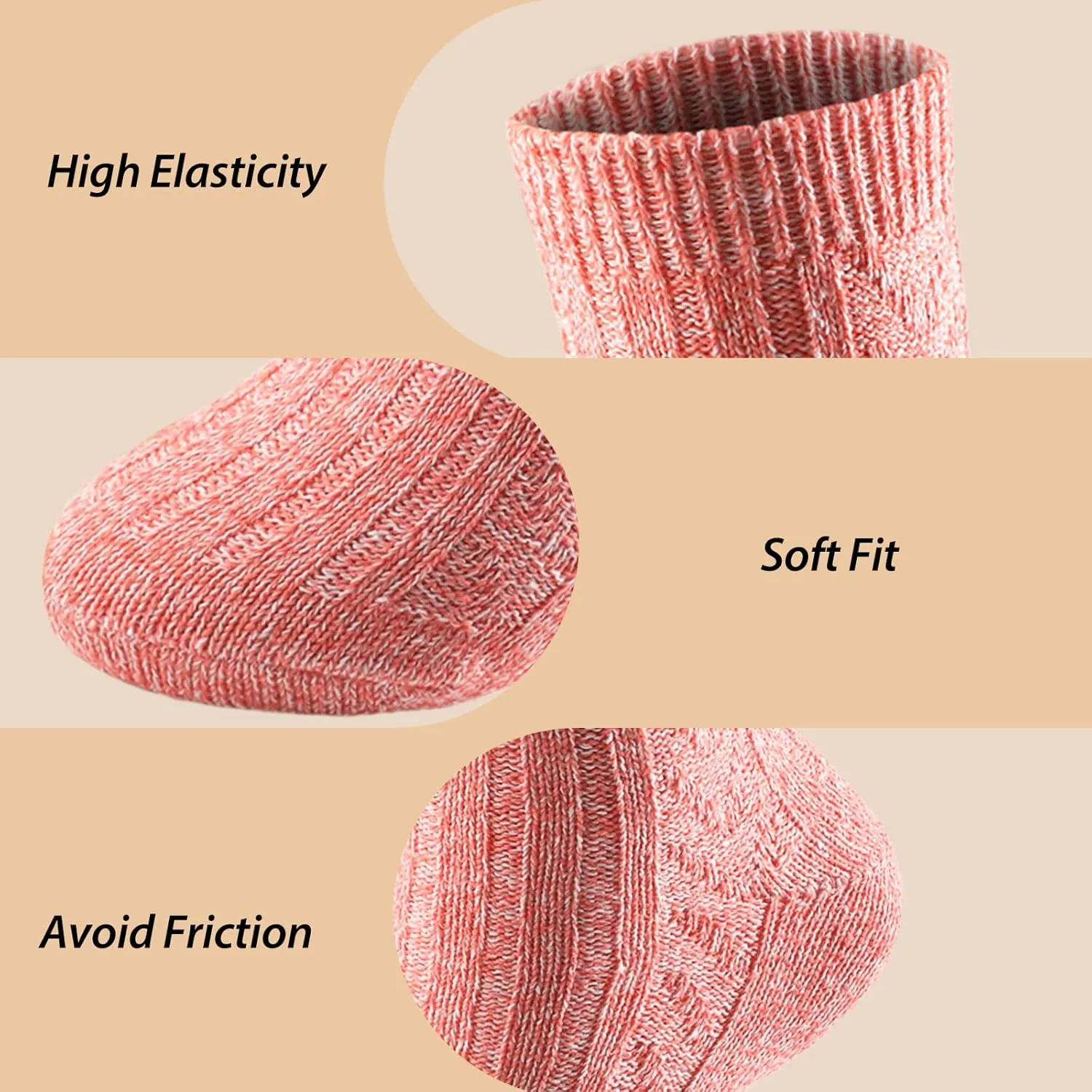 Wool Socks – Cozy, Warm, Thick Knit Socks for Women & Men, 2 Sets