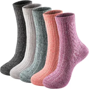 Wool Socks – Cozy, Warm, Thick Knit Socks for Women & Men, 2 Sets