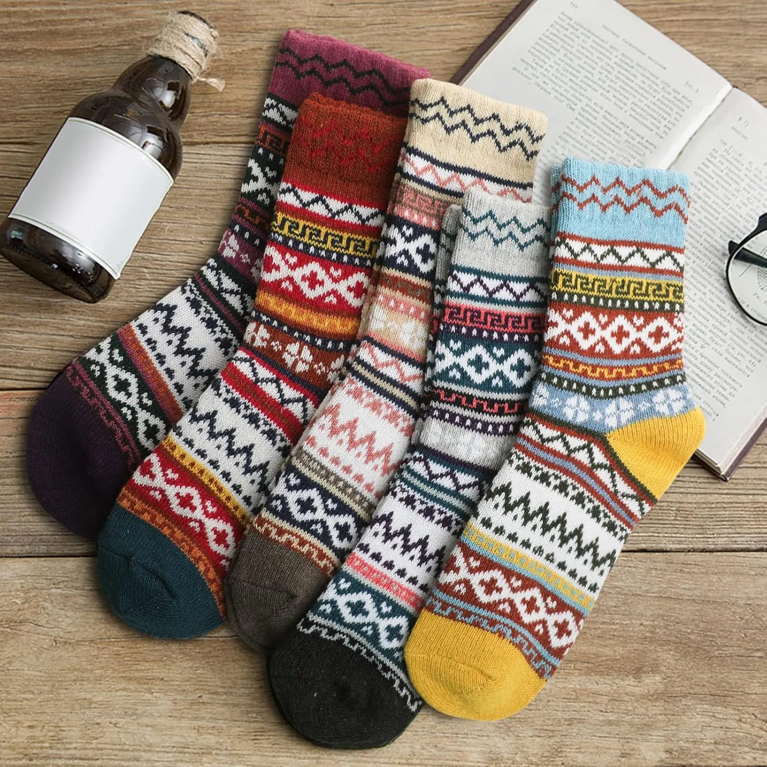 Wool Socks – Cozy, Warm, Thick Knit Socks for Women & Men, 2 Sets