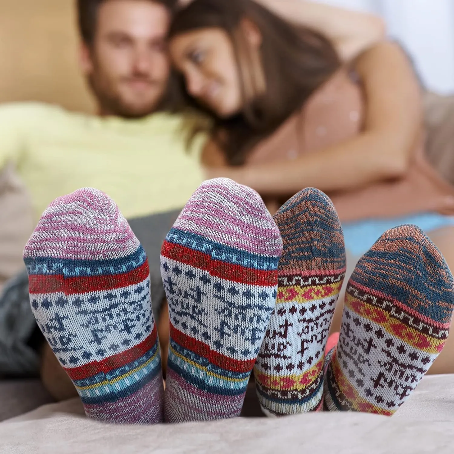 Wool Socks – Cozy, Warm, Thick Knit Socks for Women & Men, 2 Sets